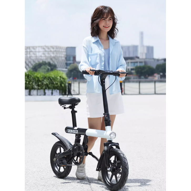 RAVEE 세련된 디자인 소형 전기자전거 출퇴근 자전거 리튬배터리 방수 350W, 그린, 스틸