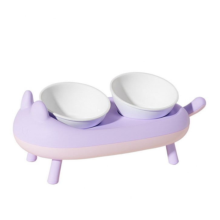 반려견 높이조절 밥그릇 세라믹 접이식 식기 물그릇, 1개, 보라