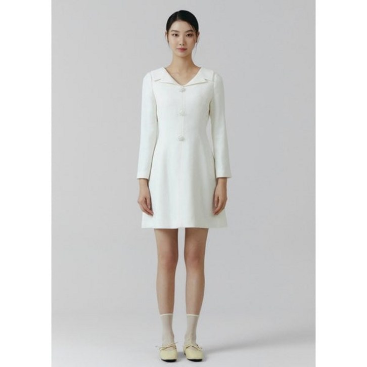 백화점출고 잇미샤 하객룩 벨트 포인트 트위드 미니 원피스 ITO2WOP200