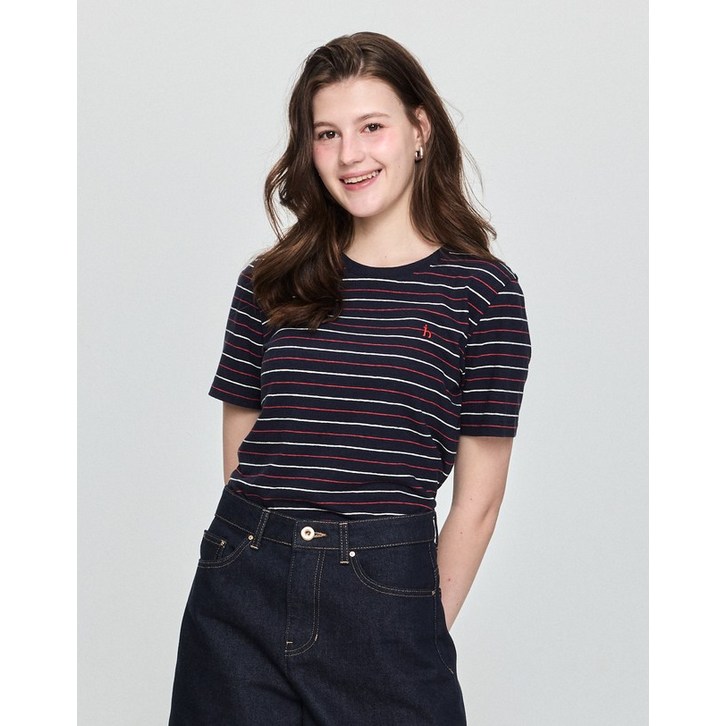 25SS 시즌오프스트라이프 린넨혼방 반팔 티셔츠 네이비 HSTS5B423N2