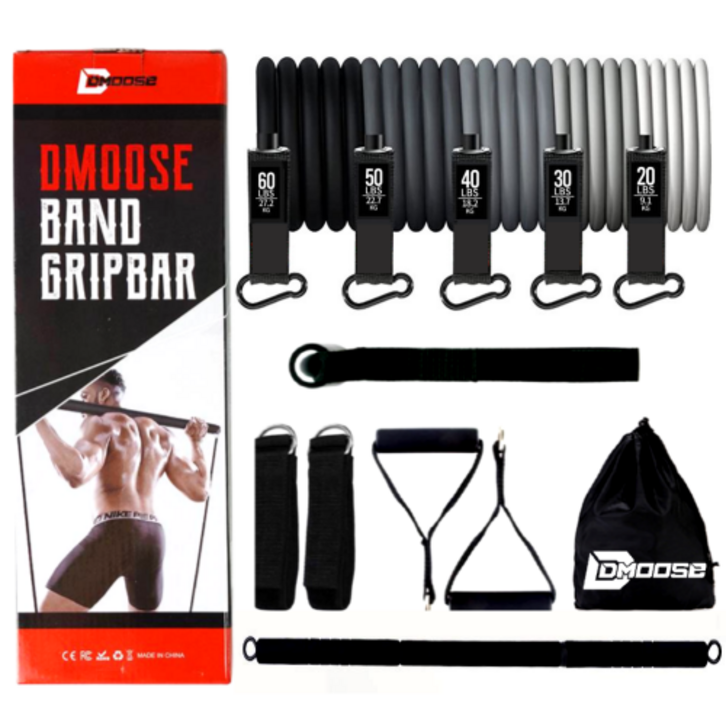 디무스 블랙 라텍스 튜빙밴드5종 손잡이2개 발목밴드2개 밴드그립바 풀세트, 블랙, 1개
