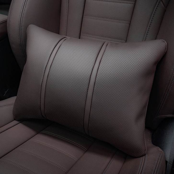 천연 나파 가죽 자동차 허리 등 쿠션 SORONA BMW 벤츠 볼보 차량용, 1개, 모카브라운
