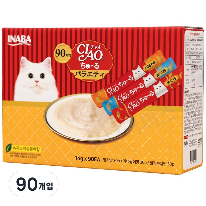 이나바 챠오츄르 버라이어티, 90개, 14g, 참치가다랑어닭가슴살