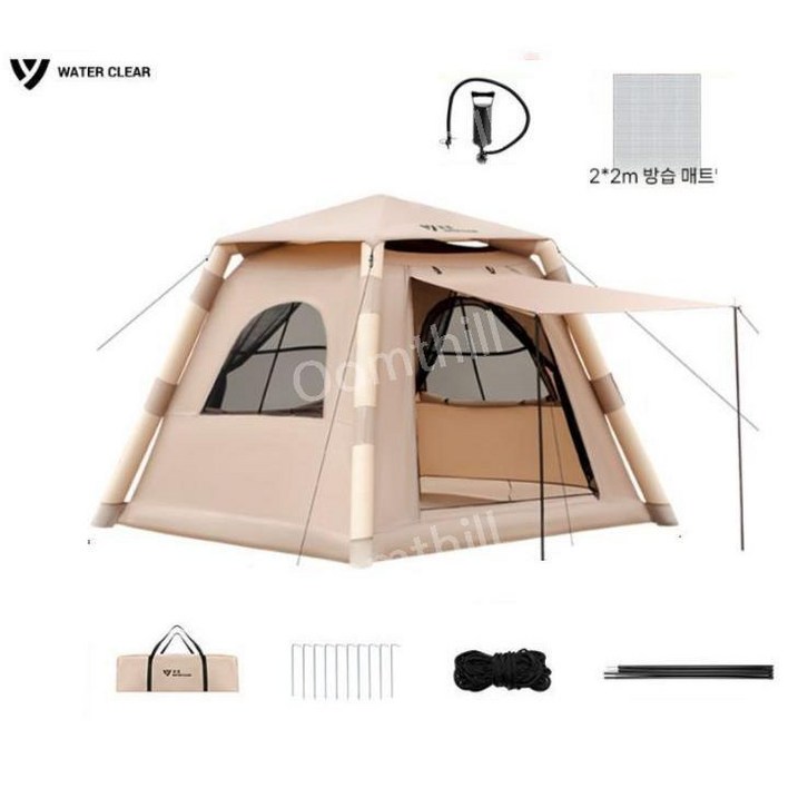 에어텐트 캠핑 OOMTH 풍선 텐트 야외 두꺼운 방수 접이식 휴대용 장비 4~8인용, OOMTH 에어텐트+사은품+방습매트 - 4-8 인용 - 쇼핑뉴스