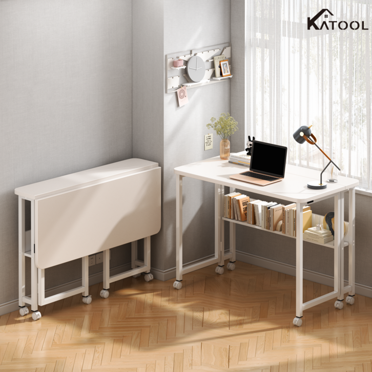 KATOOL 간편한 슬림 바퀴형 이동식 접이식 폴딩 책상 업그레이드 컴퓨터 공부 책상