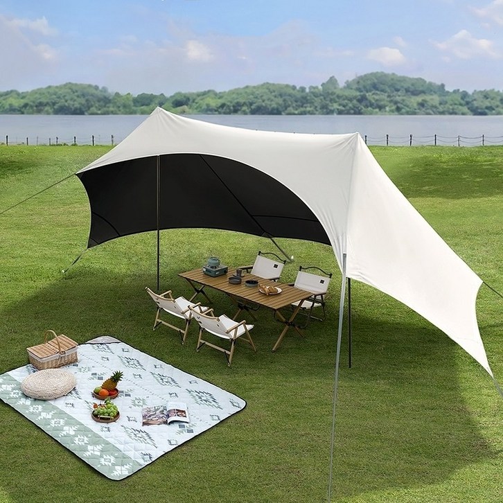 아이라 원터치 신형 블랙코팅 타프 옥스포드 해변 캠핑 삼면 차양