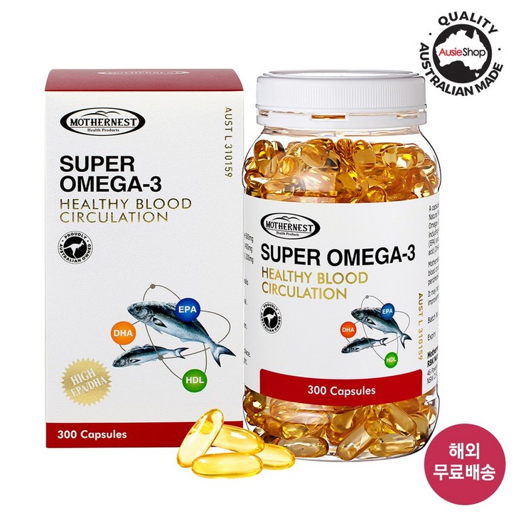마더네스트 호주 직구 슈퍼 오메가-3 1000mg EPA DHA 300정 (25년6월), 1개, 300정