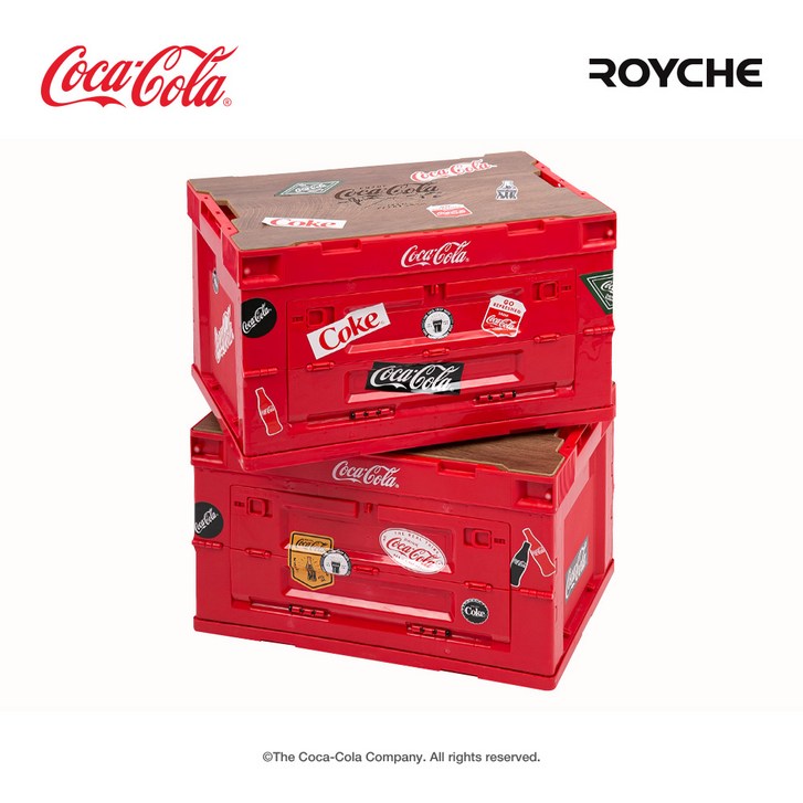 로이체 캠핑용 코카콜라 폴딩 테이블 박스 50L + 데코스티커 세트 20230420