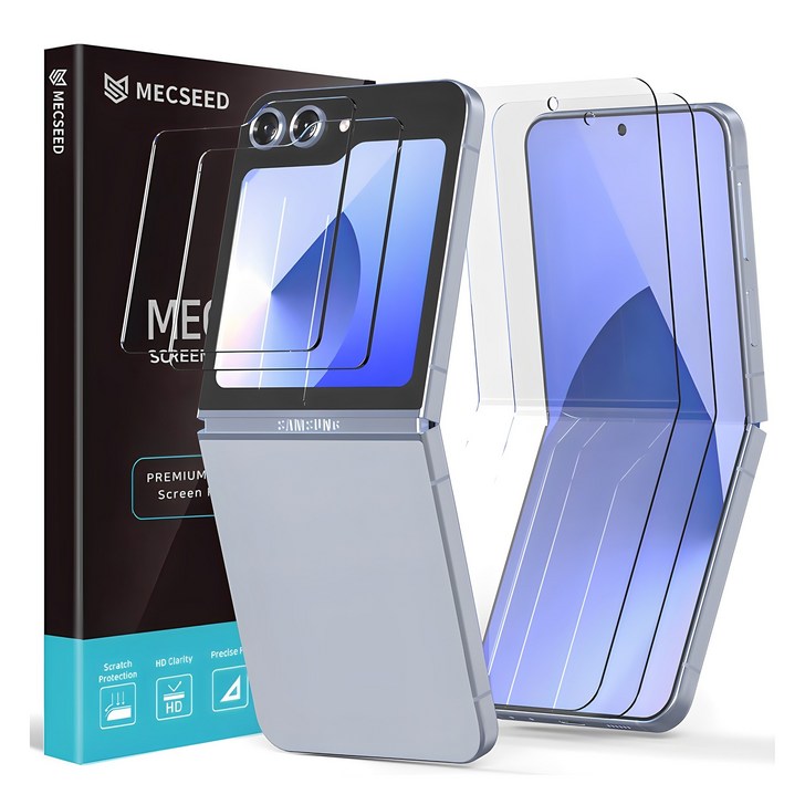 멕시드 6DNF 풀커버 자가복원 하이브리드 유리하드코팅 액정보호필름 내부 2p  외부 강화유리 2p 세트