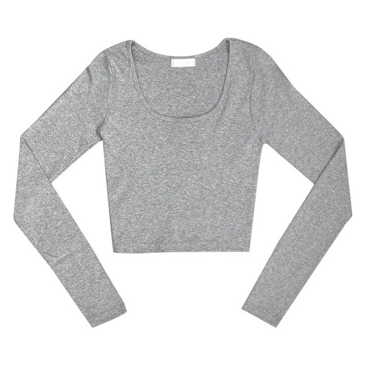 플랜데이 여성용 밍티 유넥 크롭 긴팔 티셔츠