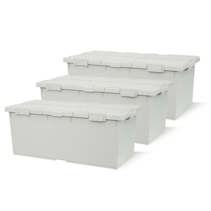 라이피스트 이지오프 대용량 리빙박스 80L, 라이트그레이, 3개