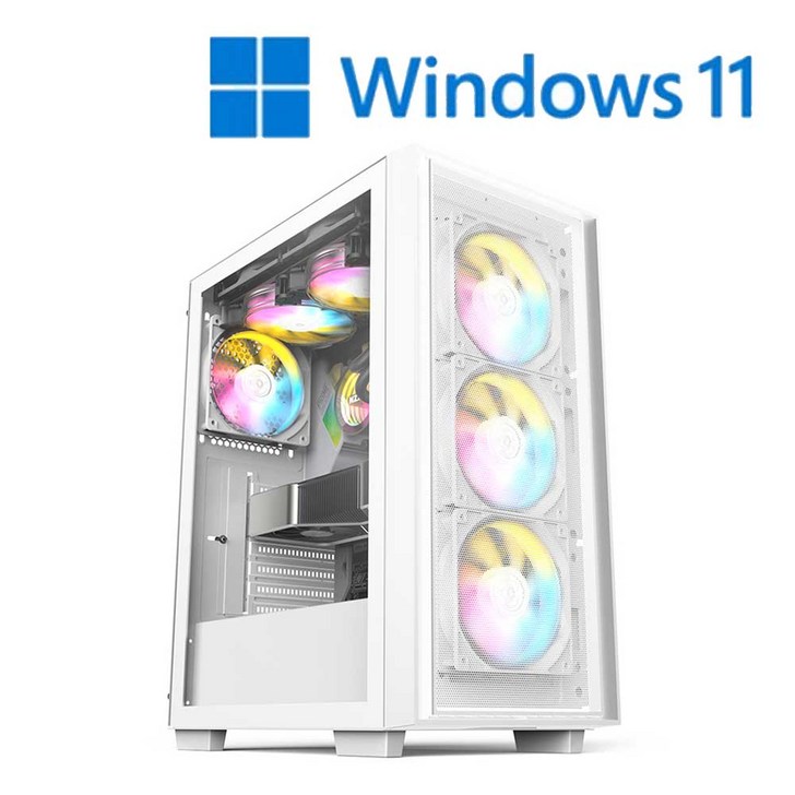 포유컴퓨터 게이밍 조립 PC 컴퓨터 윈도우 포함 본체, 화이트, W17, 1GB, WIN11 Home