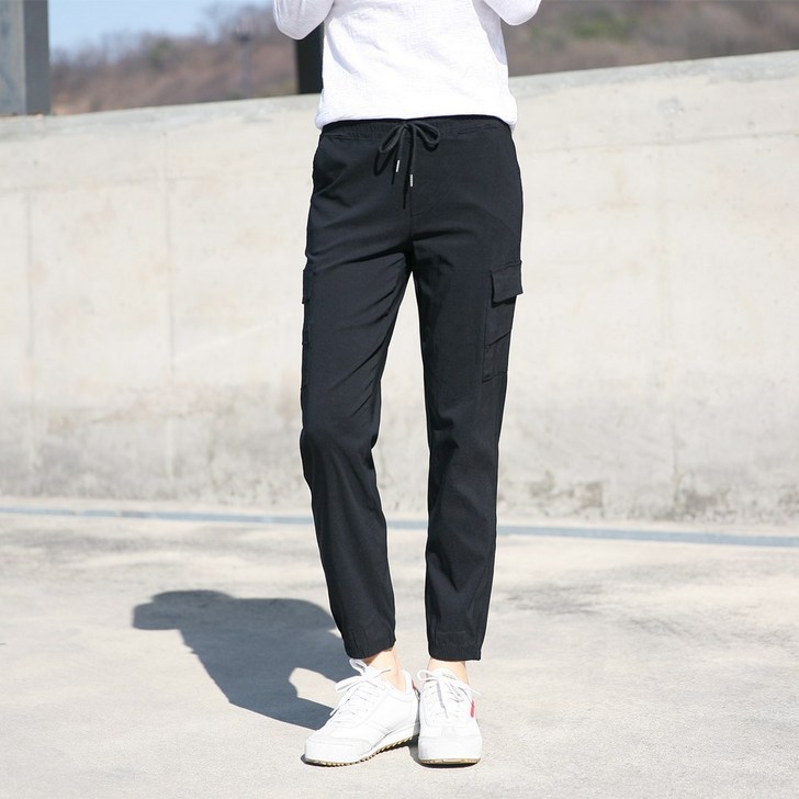 여성 여름 조거 데일리 팬츠 꿀스판 밴딩 카고 포켓 or 뒷 포켓