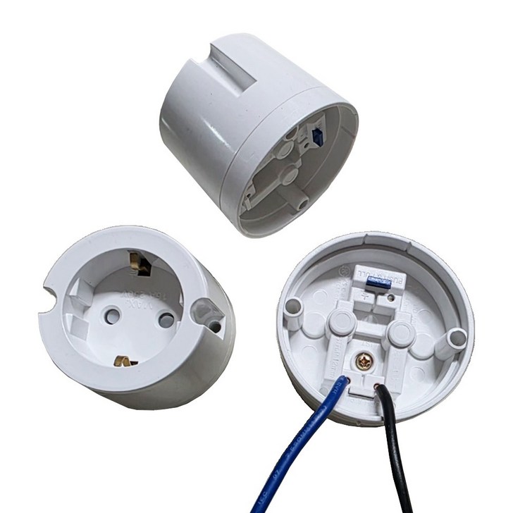 하이 쿠팡  접지 노출 1구 콘센트 단선 핀타입 국산 원형 화이트