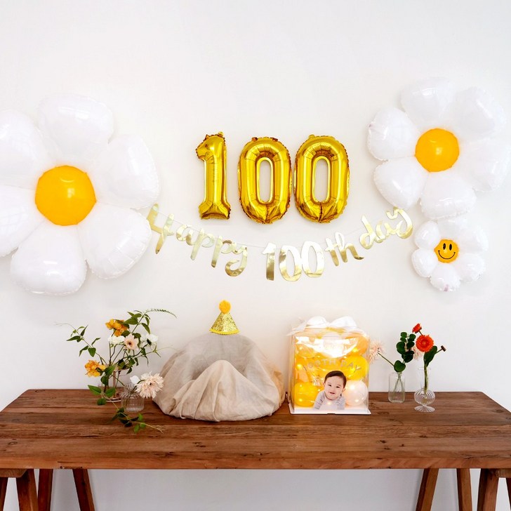백일상 데이지 풍선세트  파티용품 100일 촬영 상차림