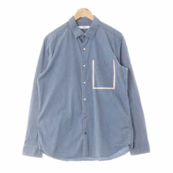 5625 지오송지오 블루 면 배색포켓워싱셔츠 105