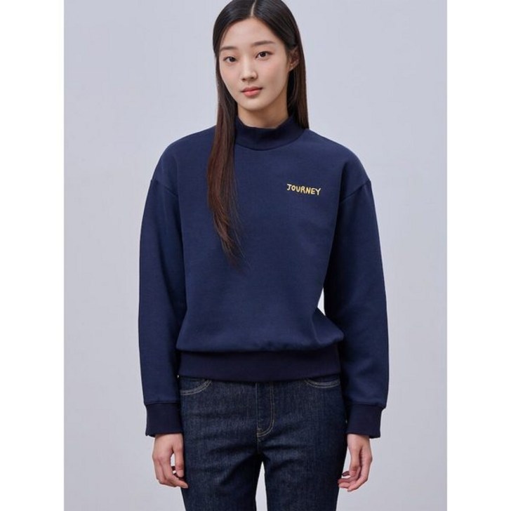 백화점출고 빈폴레이디스 Print bakery 그래픽 모크넥 스웨트 셔츠 네이비 BF4941K01R 간절기 티셔츠 겨울 긴팔티 가을