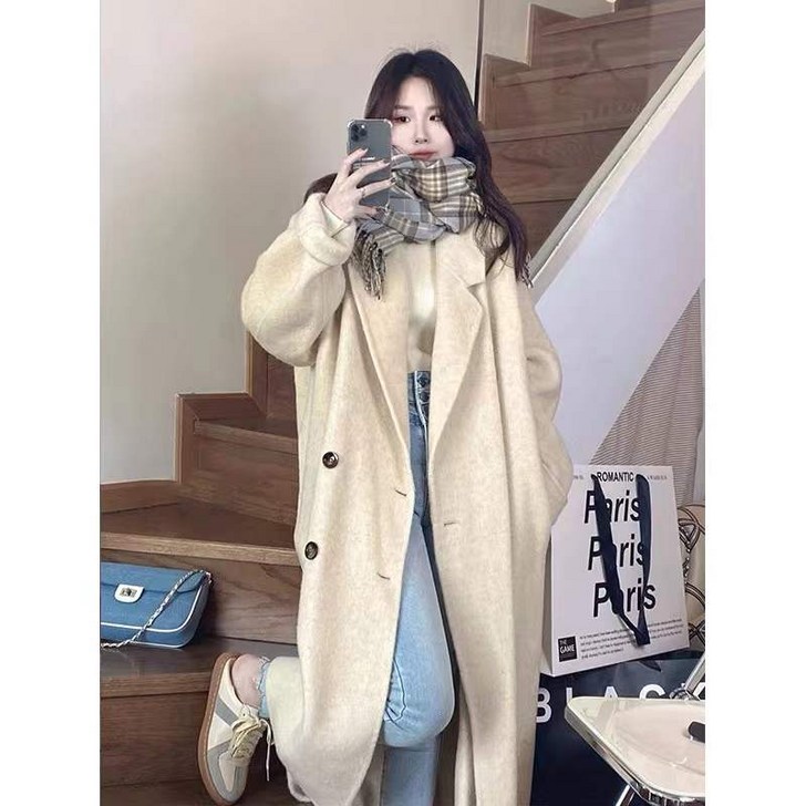 밀크봉봉 여성용 모직 롱 코트 밀크봉봉 여성용 모직 롱 코트