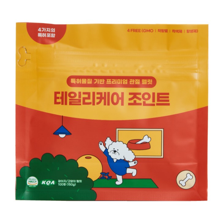 테일리케어 조인트 150g 애견 노령견 전연령 슬개골 탈구 관절염 강아지 관절 영양제, 100정, 뼈관절강화, 1개