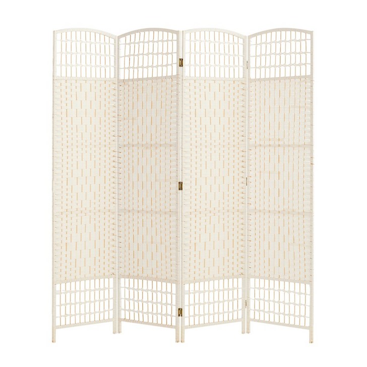 요고바라 라탄 인테리어 파티션 원목 가리개 이동식 가림막, 화이트