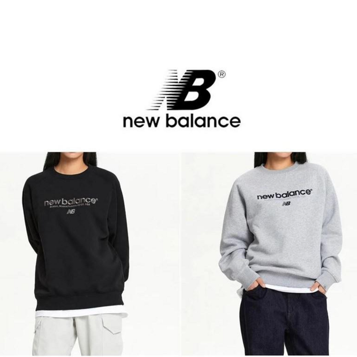 뉴발란스 레터링 기모 맨투맨 세미오버 NBNCE41913 멜란지그레이 블랙