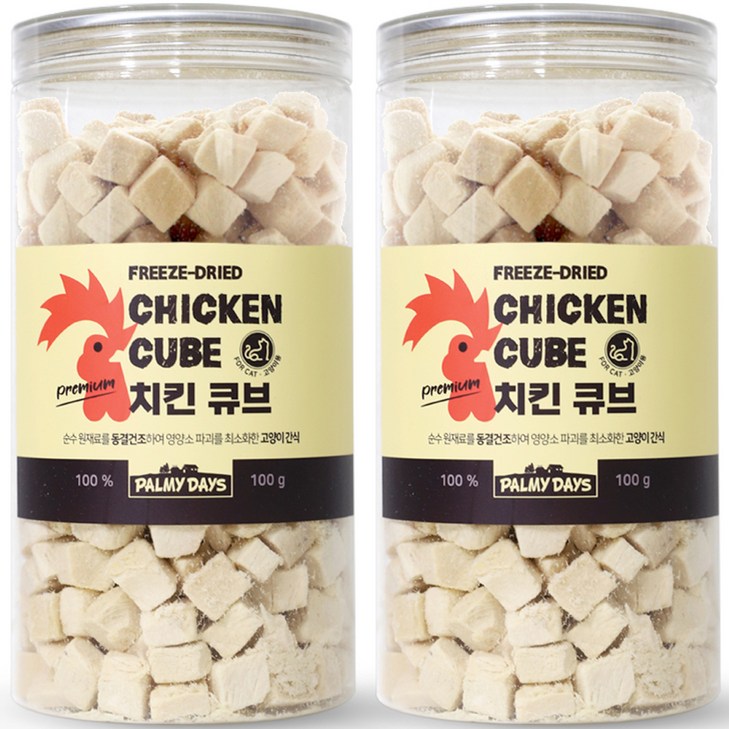 파미데이즈 고양이 프리미엄 동결건조 간식 큐브 치킨, 닭, 100g, 2개