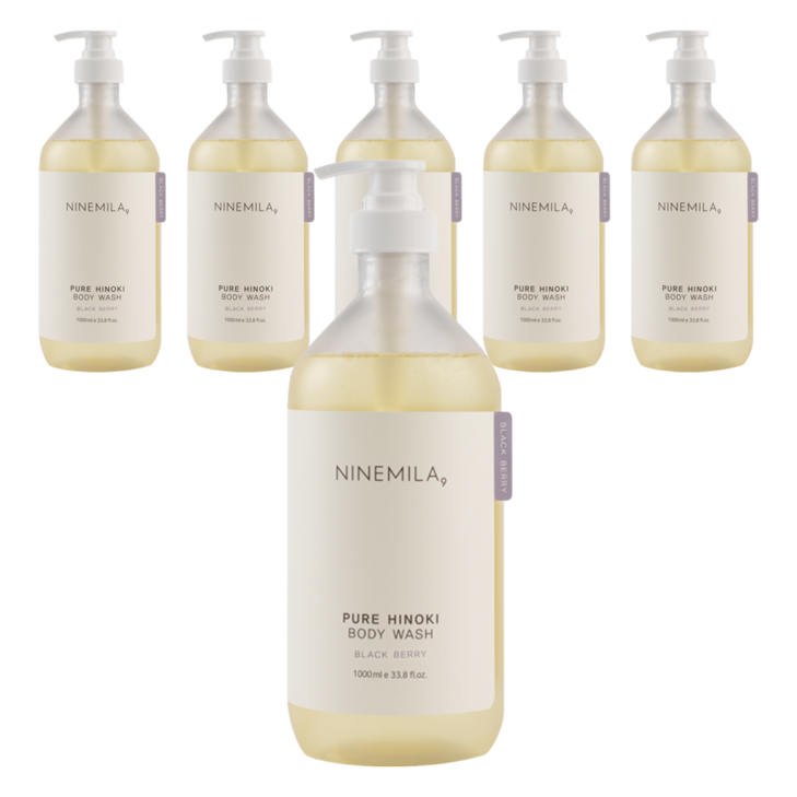 나인밀라 퓨어 히노끼 바디워시 블랙베리향, 1L, 6개
