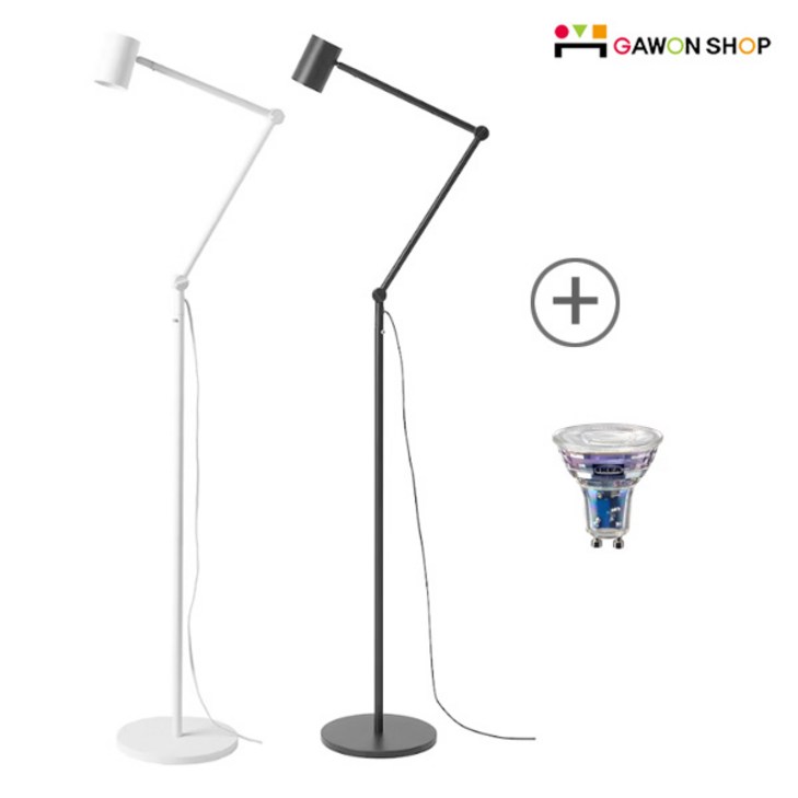 이케아 NYMANE 플로어스탠드와 전구조명, 화이트전구포함