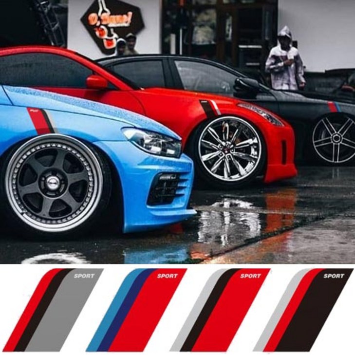 세줄 라인 휀다 스티커 자동차 커스텀 튜닝 스티커, BMW 라인레터링 SPORT 롱타입, 1세트 세줄 라인 휀다 스티커 자동차 커스텀 튜닝 스티커, BMW 라인레터링 SPORT 롱타입, 1세트