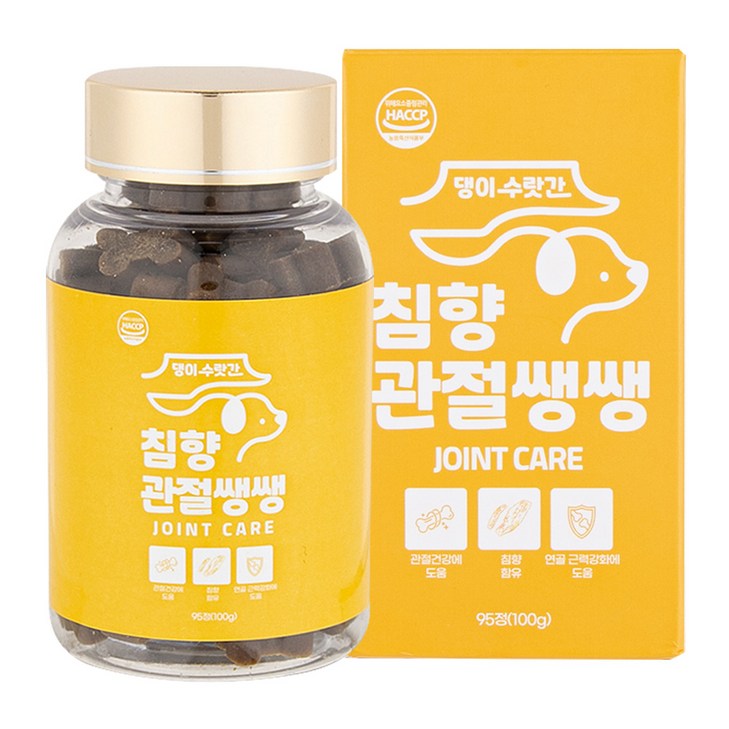 강아지 관절영양제 슬개골탈구 증상 콘드로이친 보스웰리아 오메가3 댕이수랏간 침향관절쌩쌩 100g, 95정, 뼈관절강화, 1개