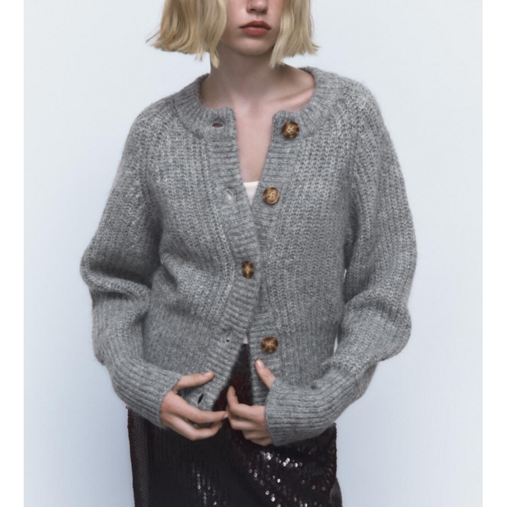 ZARA 자라 골지 니트 라운드 가디건