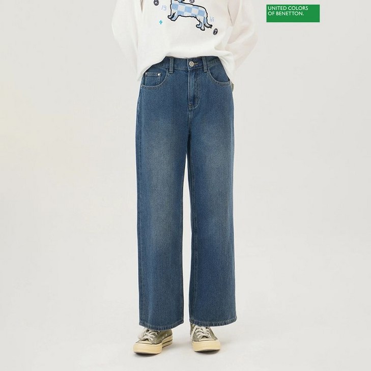 베네통 부클 와펜 쉐브론 데님 팬츠 BADPA3611