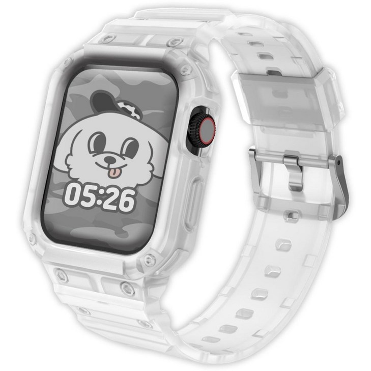 아이메이드잇 애플워치 호환 풀커버 일체형 실리콘 스트랩, 클리어, 1개