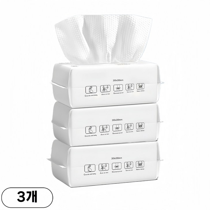 YOPENCE 순면 일회용 페이스타올 수건대용, 3개, 60매입