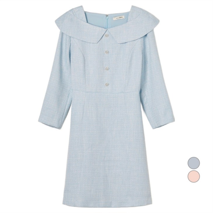 로엠 여성용 오프숄더 트위드 미니원피스