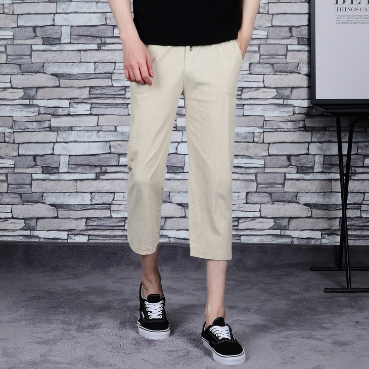 타운클로 남성용 8부 린넨 스판 쿨팬츠