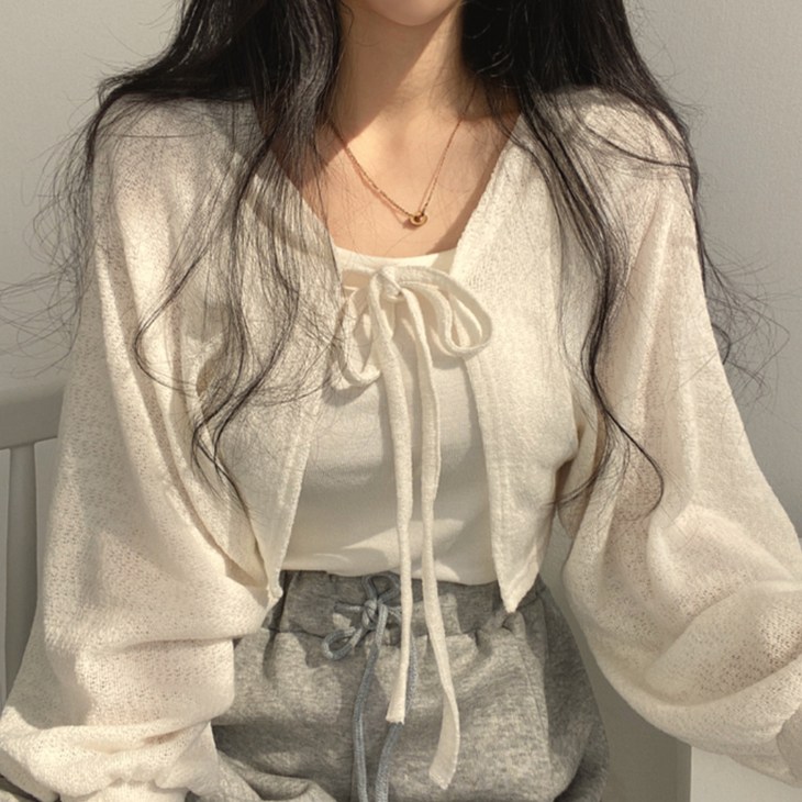 구디프 여성용 어뮤즈 벌룬 소매 볼레로 가디건 구디프 여성용 어뮤즈 벌룬 소매 볼레로 가디건
