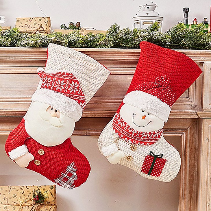 크리스마스 대형 산타 눈사람 양말 선물 주머니 오너먼트 장식소품, 눈사람, 1개