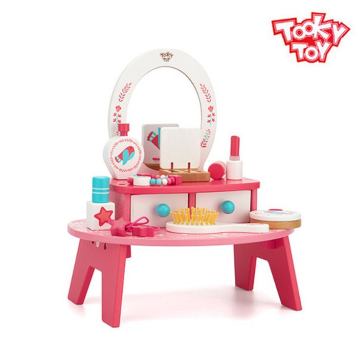 투키토이 리틀핑크드레서  어린이 유아 핑크 원목 화장대 화장놀이 키즈화장대