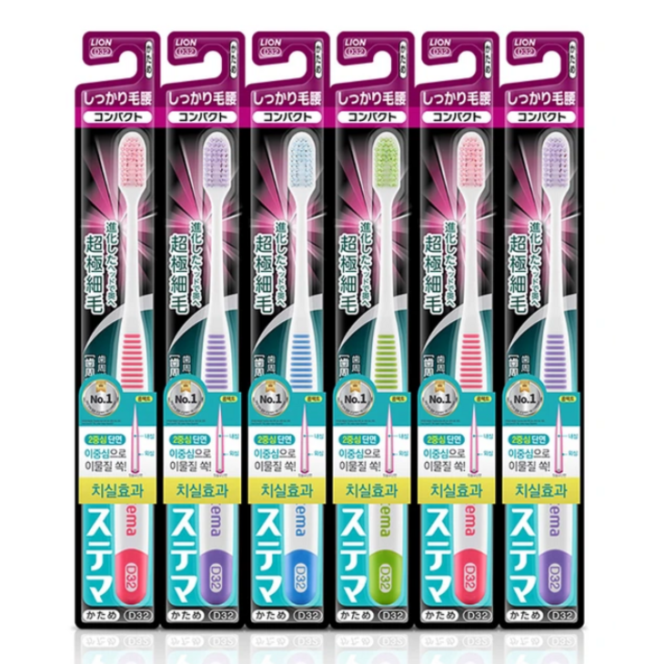 시스테마 정품 라이온코리아 시스테마 시카리케고시 칫솔 6개 콤팩트헤드 하드, 1개, 6개입