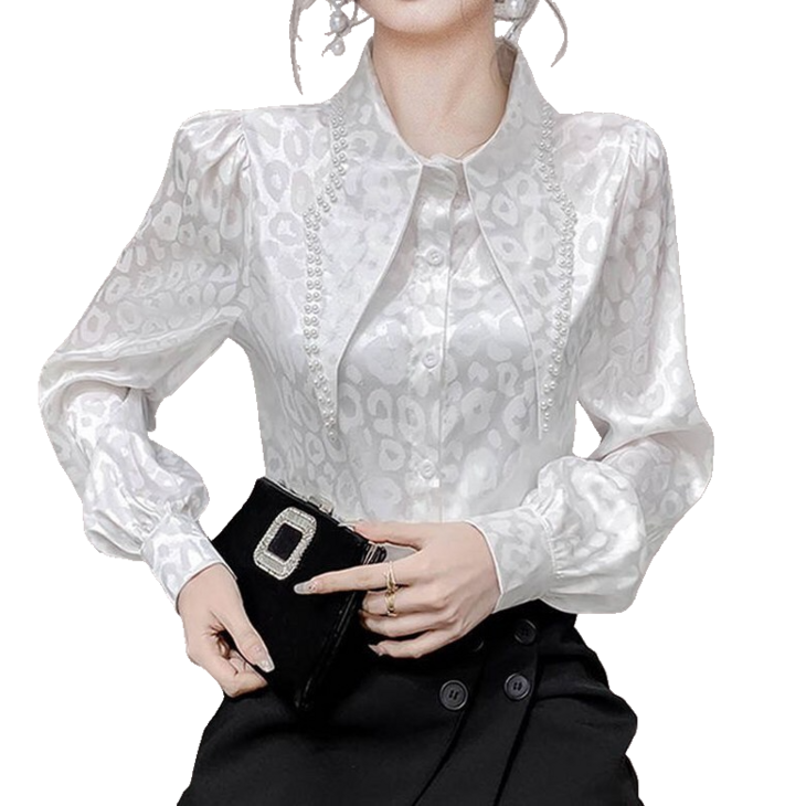 호피 자카드 구슬박기 칼라 퍼프 남방 뉴타임즈 02CW2605