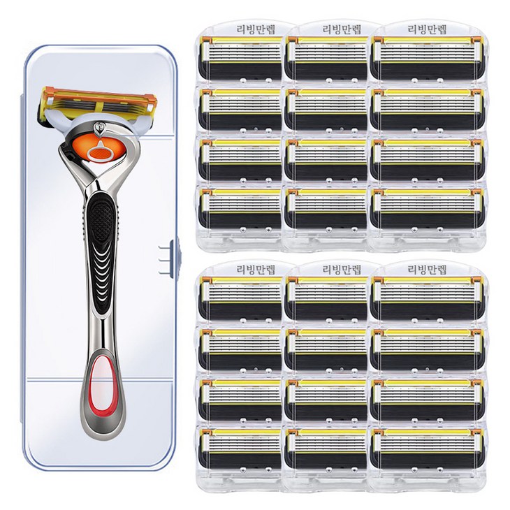 리빙만렙 스윙 면도기  면도날 질레트 프로쉴드 호환, 스윙 면도기프로쉴드 면도날 6팩, 1세트