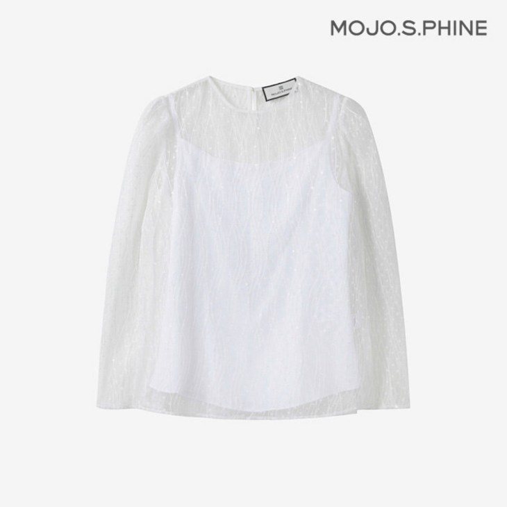 모조에스핀 라운드넥 레이스 블라우스 WHS252MSC013 424828