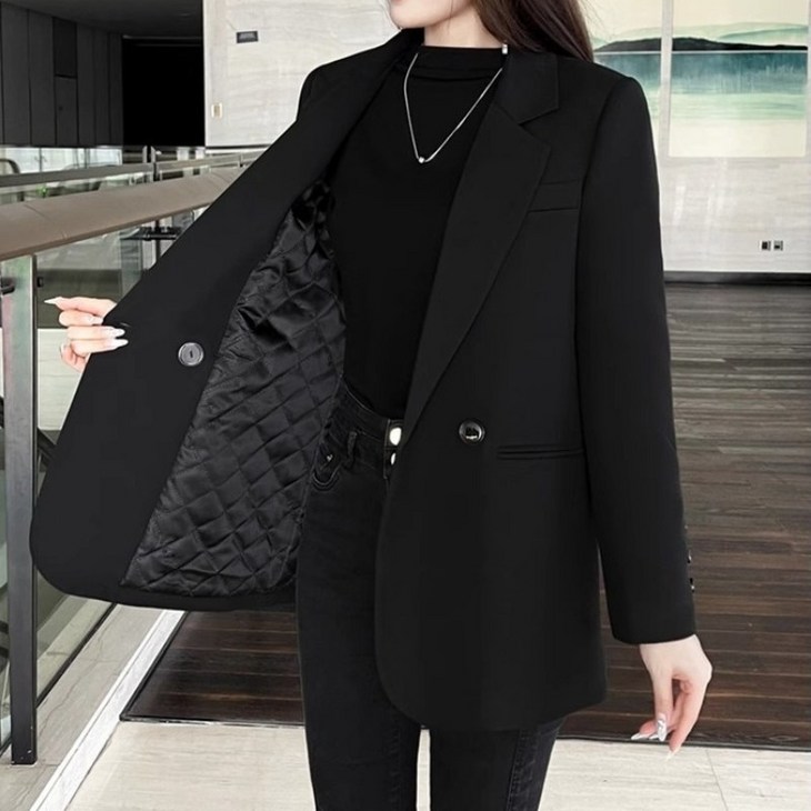 COSYEVNO 겨울 안감패딩 정장 코트 패션 캐주얼 루즈핏 여성 면접 오피스룩 재킷 xz3519