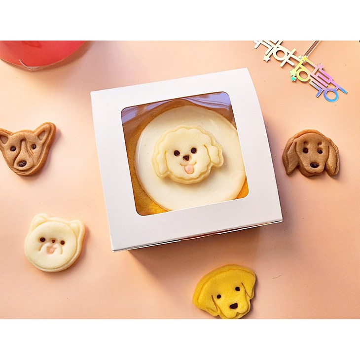 담무 강아지케이크 얼굴케이크 너를 닮은케이크 수제, 1개, 200g, 하양쫑끗이 담무 강아지케이크 얼굴케이크 너를 닮은케이크 수제, 1개, 200g, 하양쫑끗이