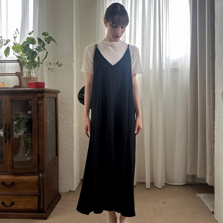 메리브 모드끈원피스 국내생산 가을여성 가을원피스 여성 원피스 black 나시원피스 레이어드 원피스