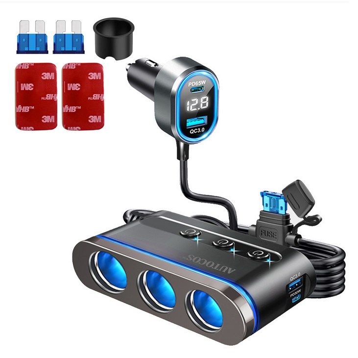 오토코스 파워 멀티 소켓, 1개, 3구 오토코스 파워 멀티 소켓, 1개, 3구