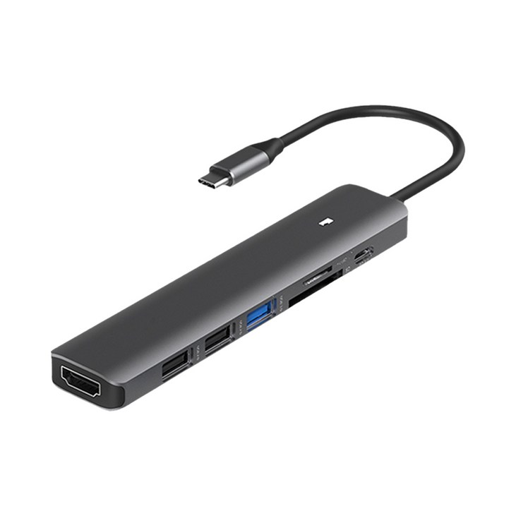 애니포트 7포트 C타입 맥북 PD 충전 삼성 덱스 USB 허브 멀티어댑터 허브APTC71PHS, 혼합색상