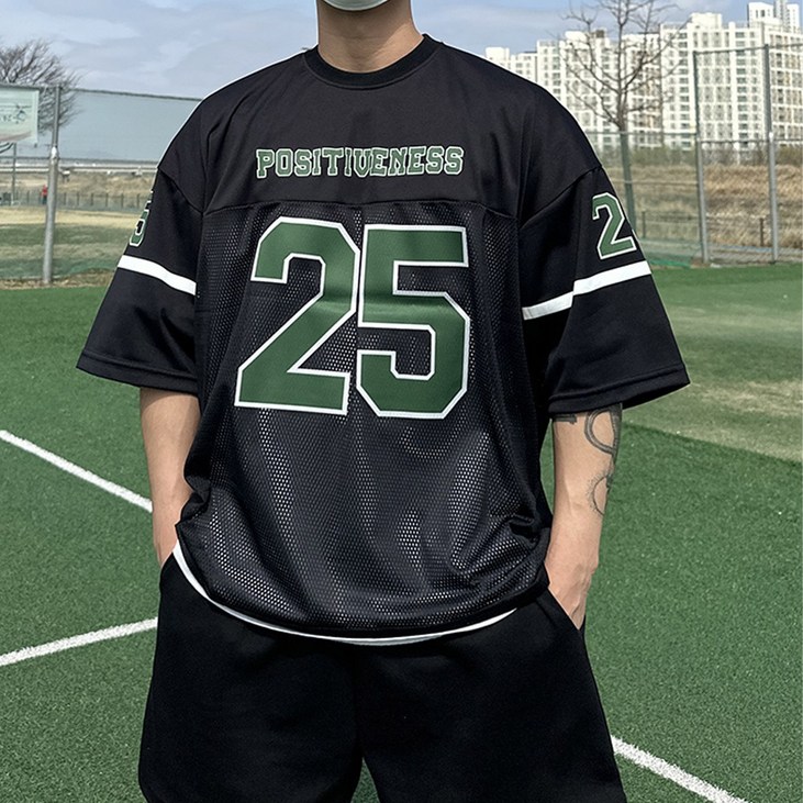 볼록코어 럭비 져지 반팔 오버핏 반팔 메쉬 져지 남녀공용 럭비티 3color 루즈핏 유니폼