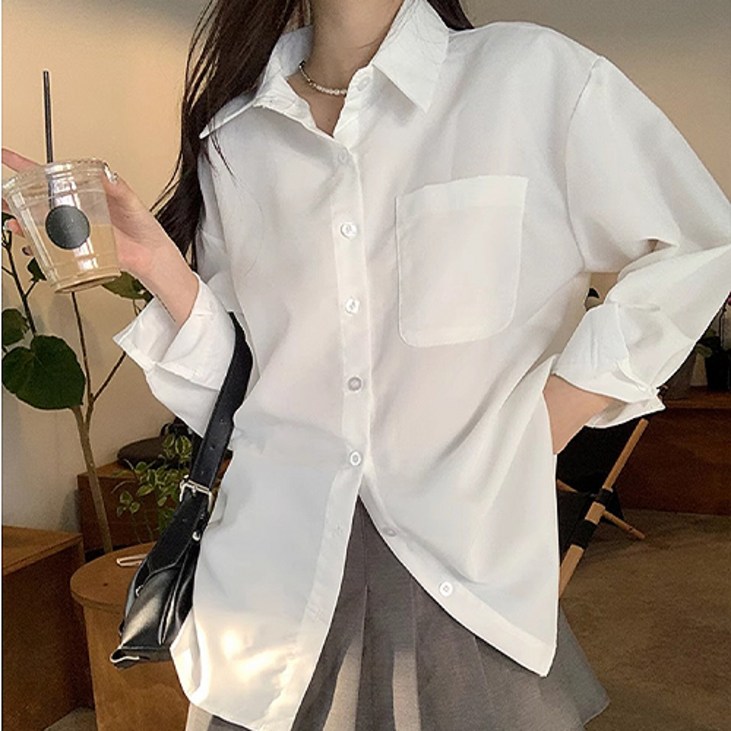 레티고 여성 데일리 루즈 포켓 셔츠